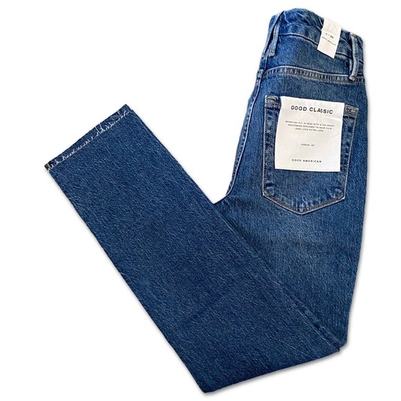 GOOD AMERICAN Classic High Waist Raw Ankle Jeans Size 2 NWT - Picture 8 of 9